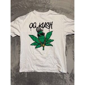 Miken T-Shirt Mens Large White OG Kush Weed Leaf Graphic Short Sleeve Cotton